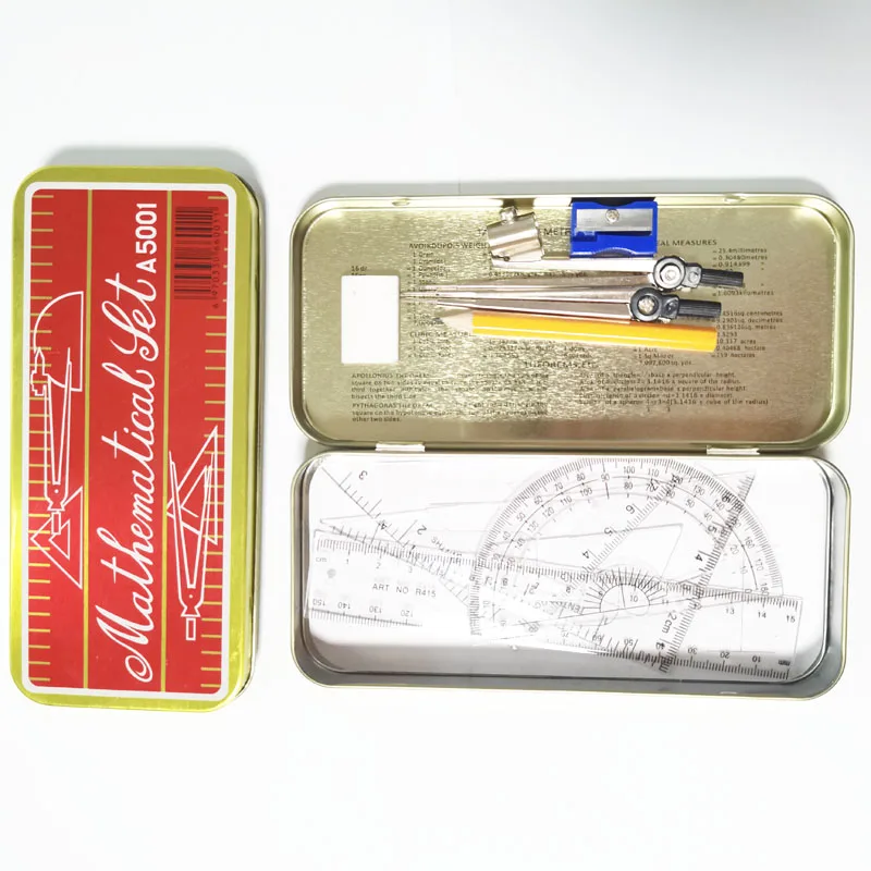 Детский набор для математики Kiddies Геометрическая коробка большого размера девочек A5001 красный инструмент геометрический