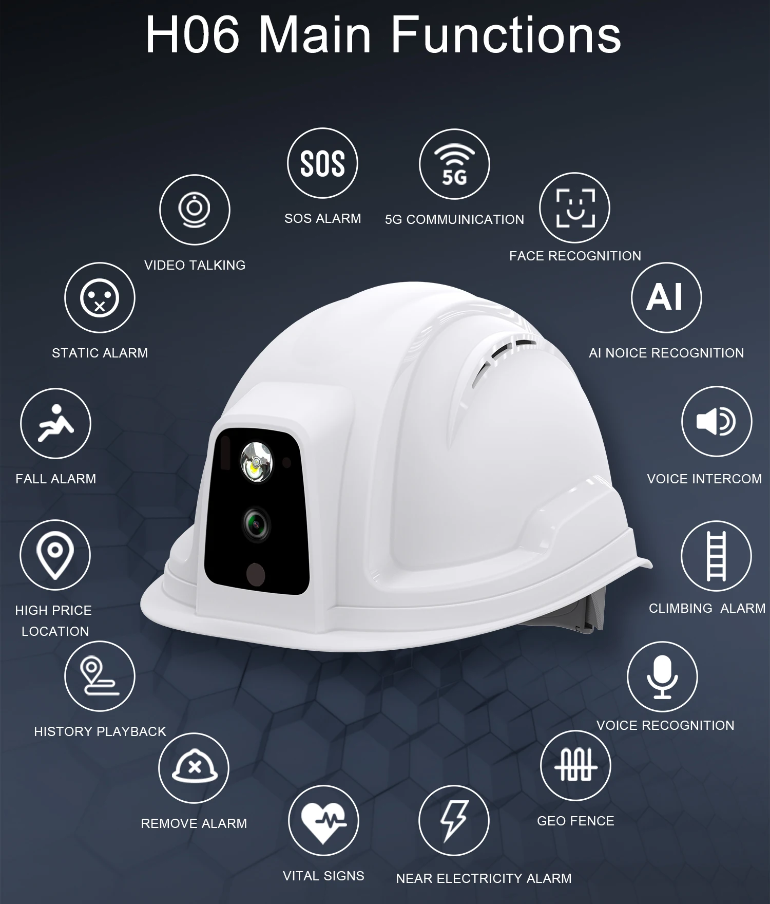 1080p waterproof smart hard hat camera live streaming GPS PTT intercom construction helmet camera