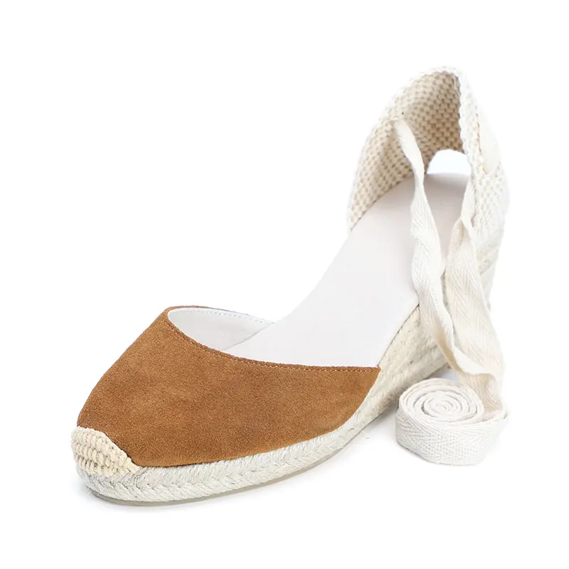 Hot Sale Ladies Summer Fashion Leather Wedge Sandals Lightweight Comfortable Hard-Wearing PU Genuine Leather Upper Flat Platform