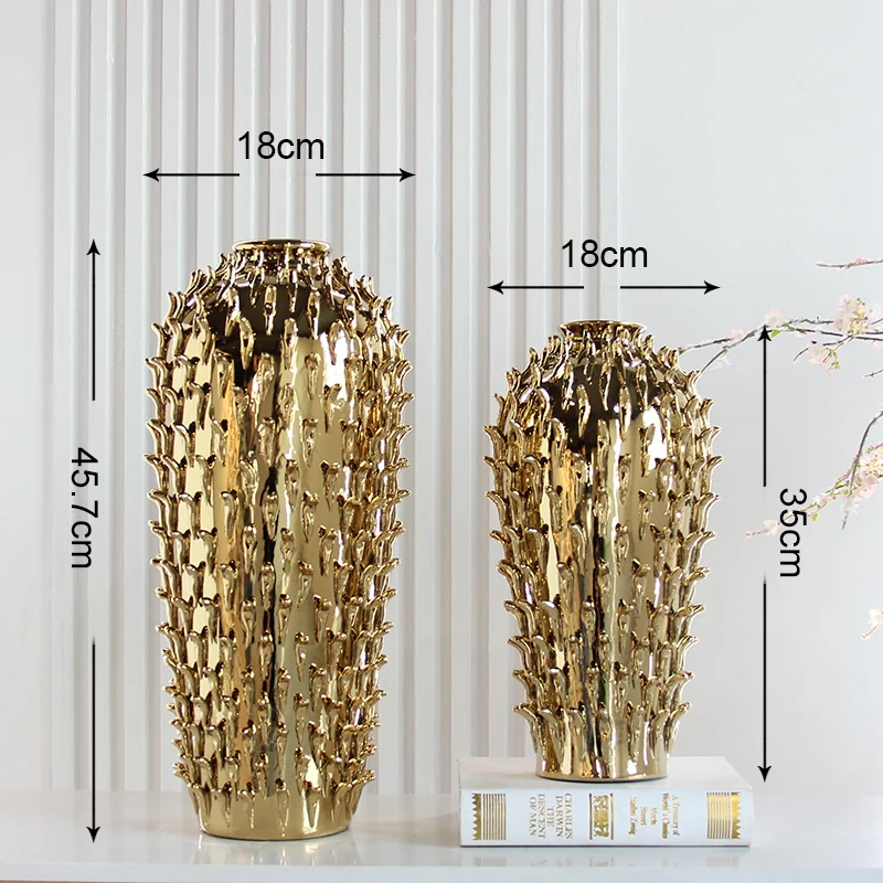 V165 gold tall vase centerpiece decor embossed vases for flowers home decor luxury sets
