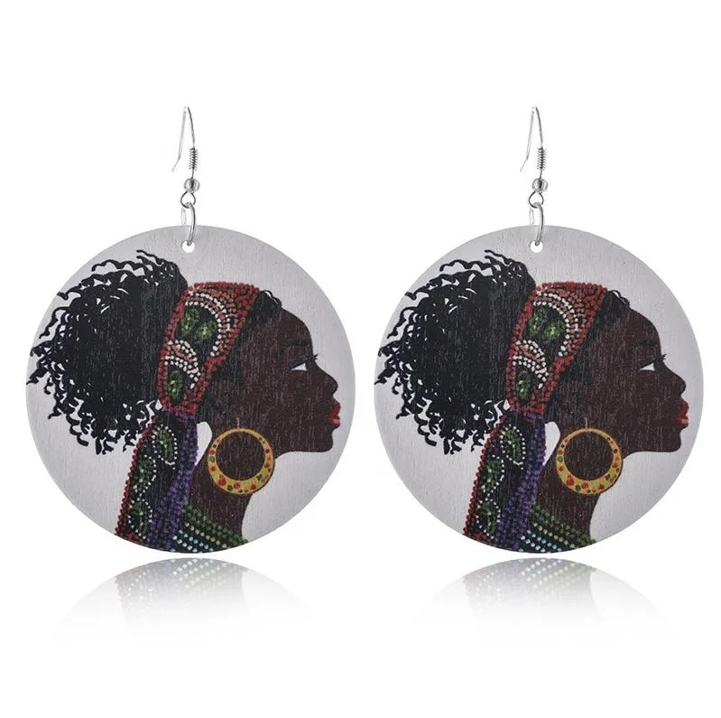 Multi Styles Free Choice Fashion Round Wood Earrings Africa, Wooden African Black Girl Earrings