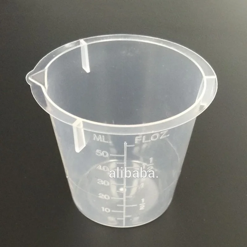 
50ml small lab transparent disposable measuring cup 