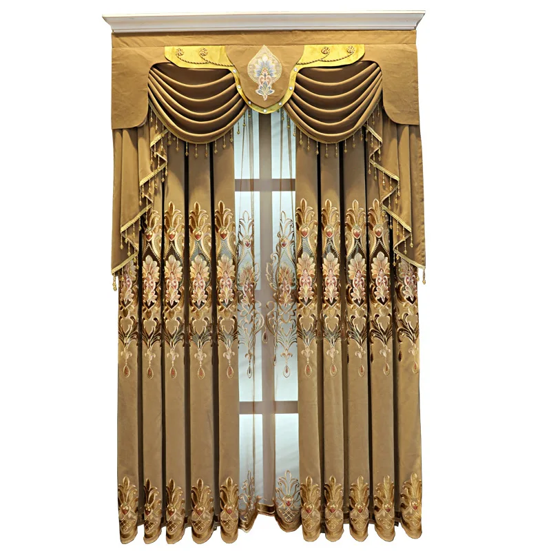 Velvet Classic Royal Quality Blackout Cortinas Window Embroidery Luxury Curtain Fabric For The Living Room