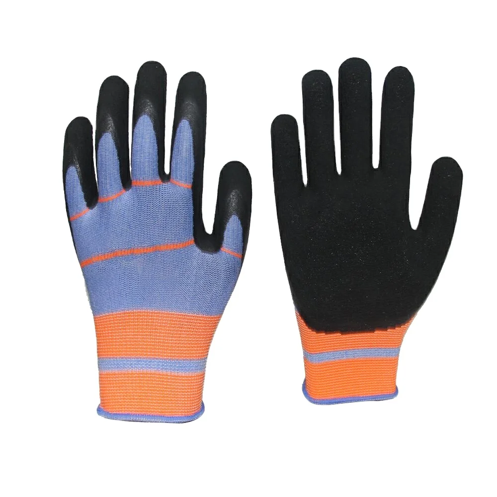 Wholesale Polyester latex Coated Work Wear Resistant latex  Impregnated Protective Gloves