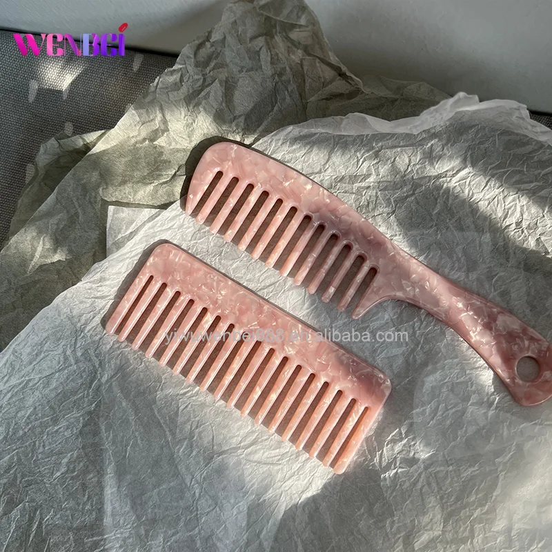 High-end Korean Pink Series Acetic Carry Makeup Mirror Bangs Hair Comb Set for Women