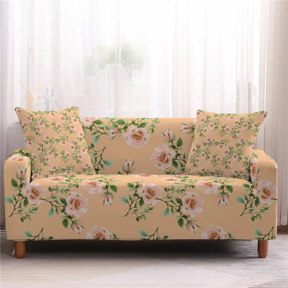 Home 3D printed leaves living room sofa cover full package elastic sofa cover cloth combined sofa cushion