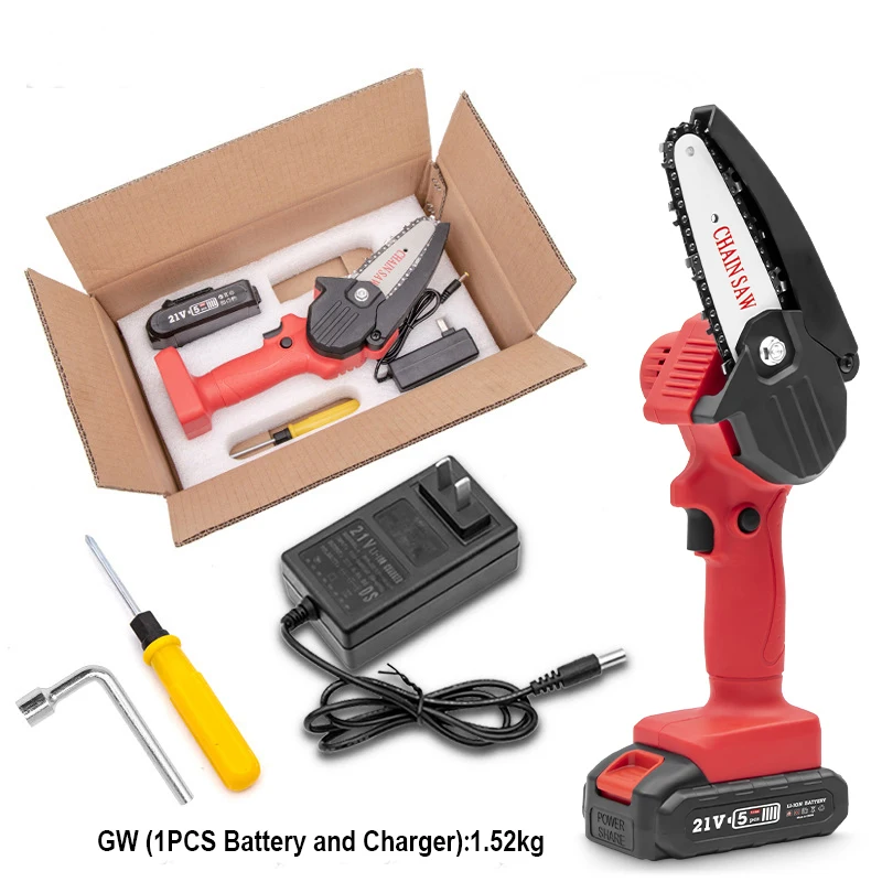 4 Inch 21V 1500mAh Battery Mini Chain Saws Cordless ChainSaw Garden Tree Logging Trimming Saw For Wood Cutting