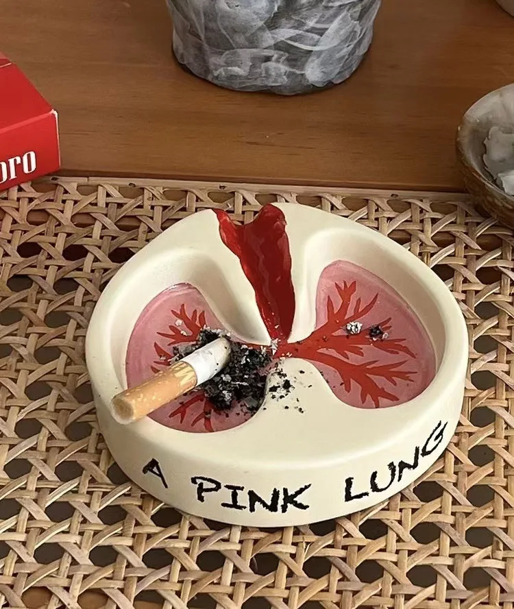 Customized personalized and creative resin ashtray decorations pink lung model desktop gift ornaments