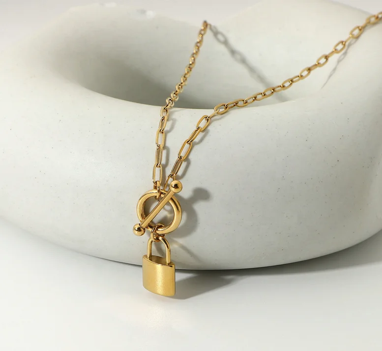 Аксессуары женские постоянные ювелирные изделия 14k золото цепь из нержавеющей стали с пряжкой кулон ожерелье