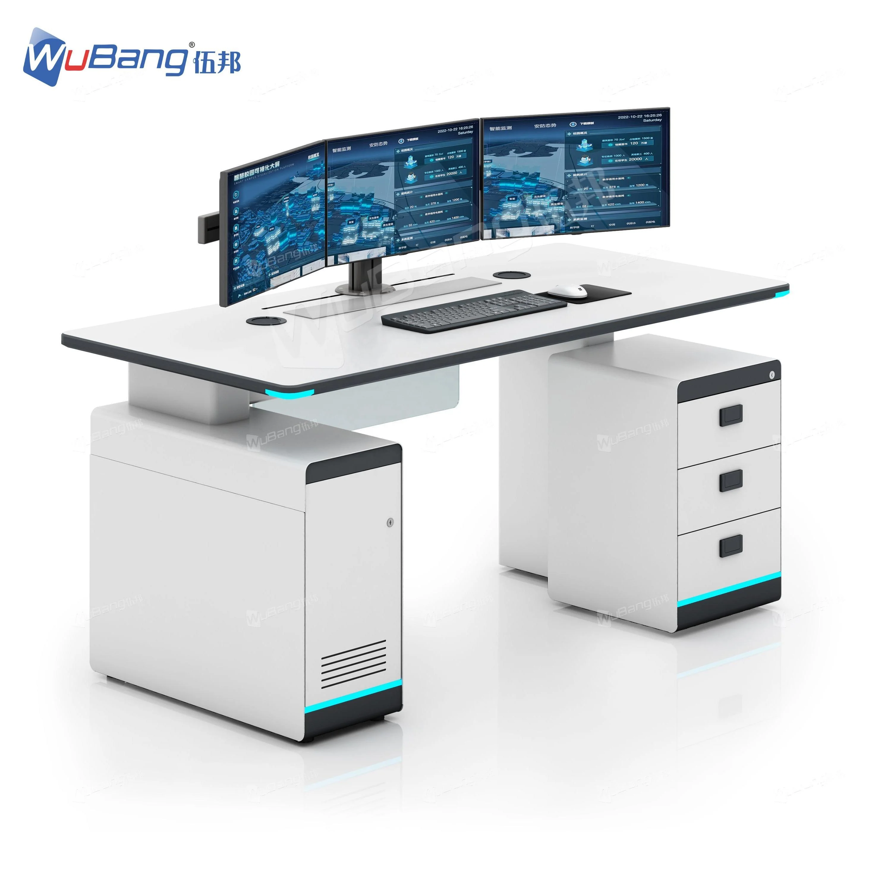 3 Monitor Color Acrylic Lights Network Operations Center Control Room Console