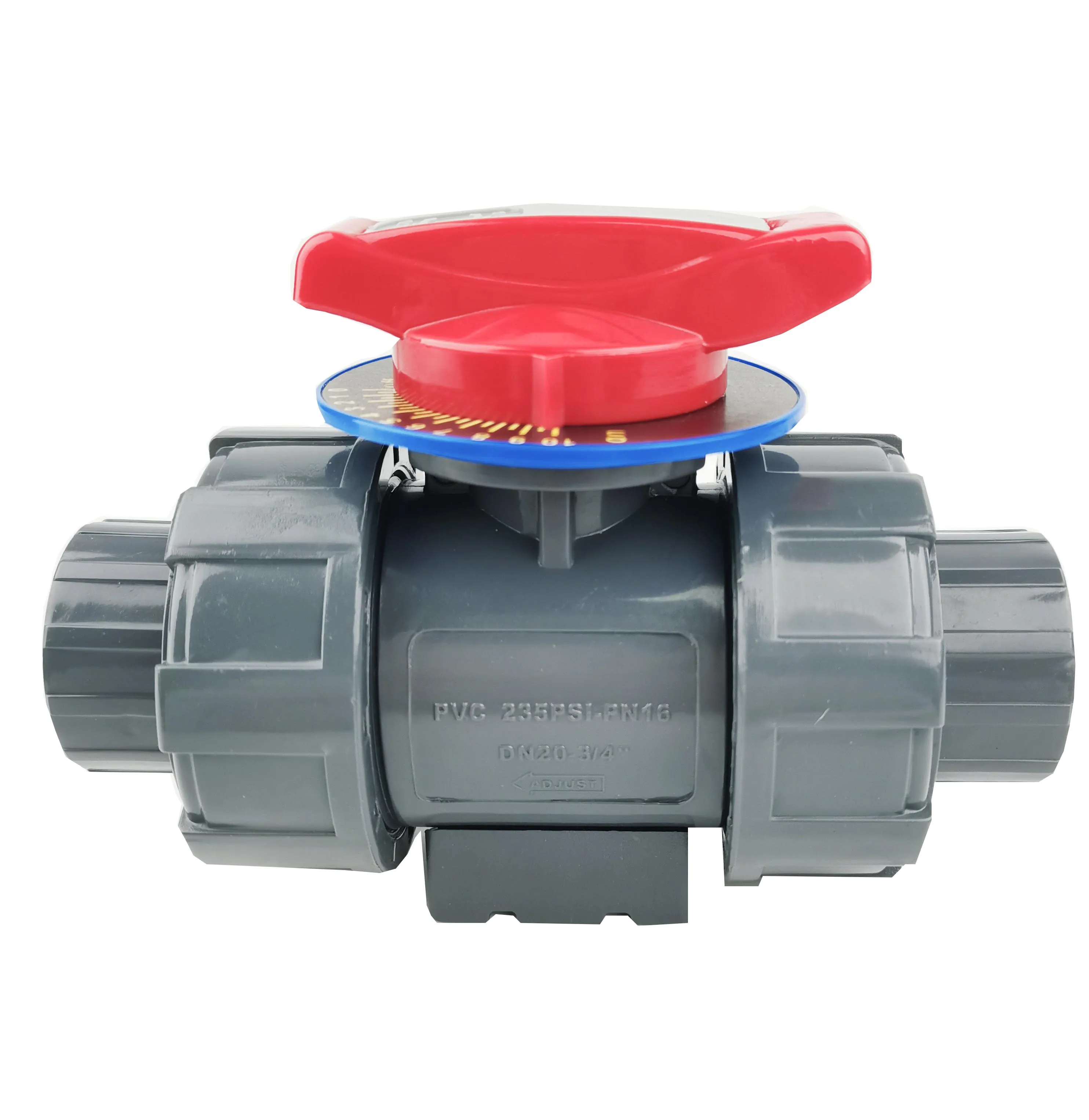 UPVC metering V shape ball valve red handle dark gray valve for pressure washing system