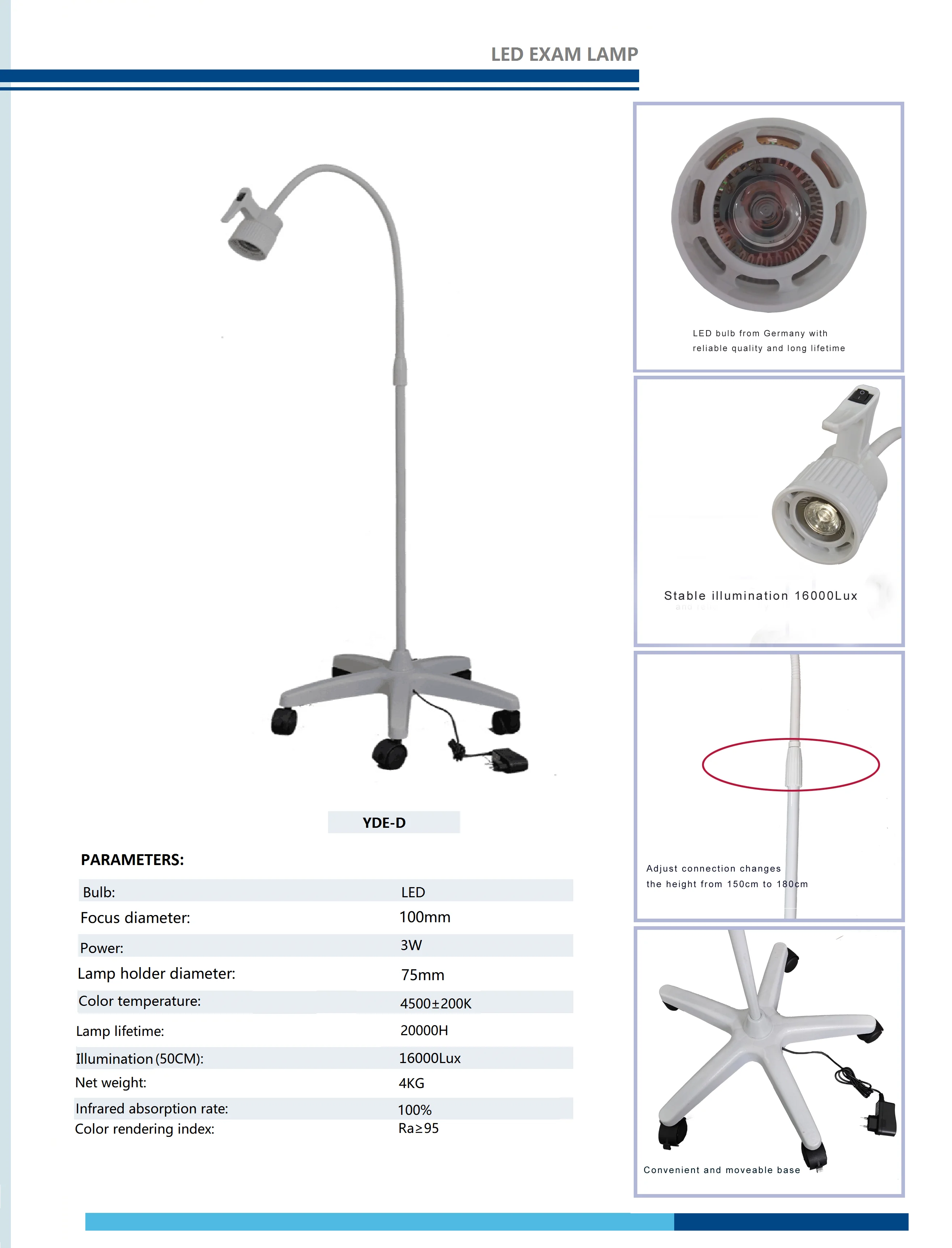 MT медицинская Высококачественная портативная Мобильная лампа для осмотра с сертификатом CE Хирургическая Лампа