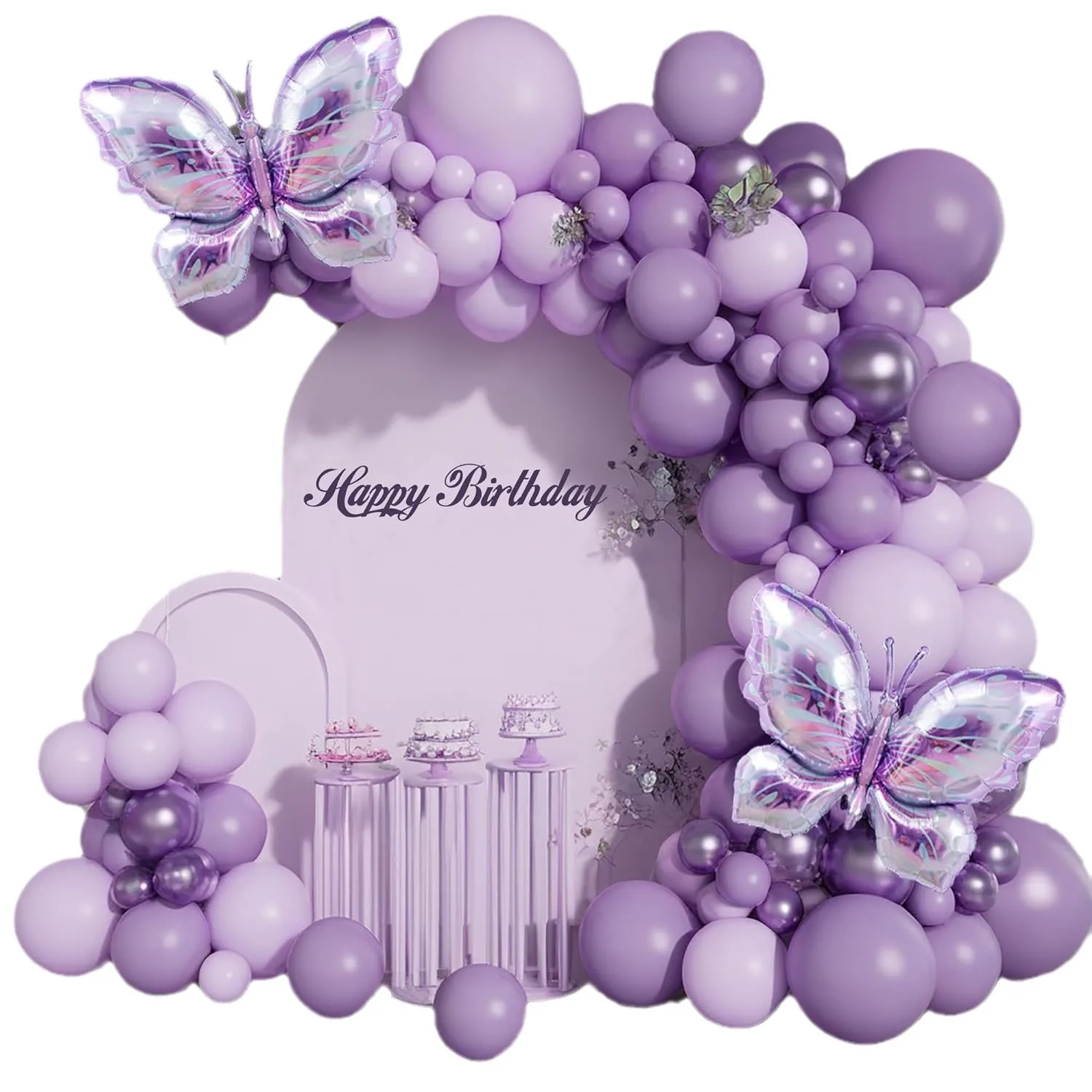 Purple Butterfly Balloon Garland Arch Kits for Wedding Birthday Celebration Holiday Home Balloons Party