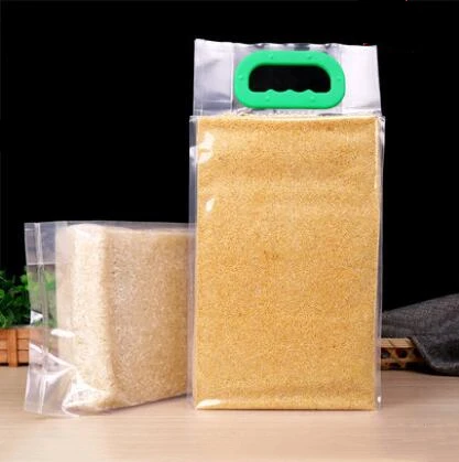 Wholesale Size 2.5kg 5kg Plastic side gusset sealer Vaccum Rice Package Handle Bags
