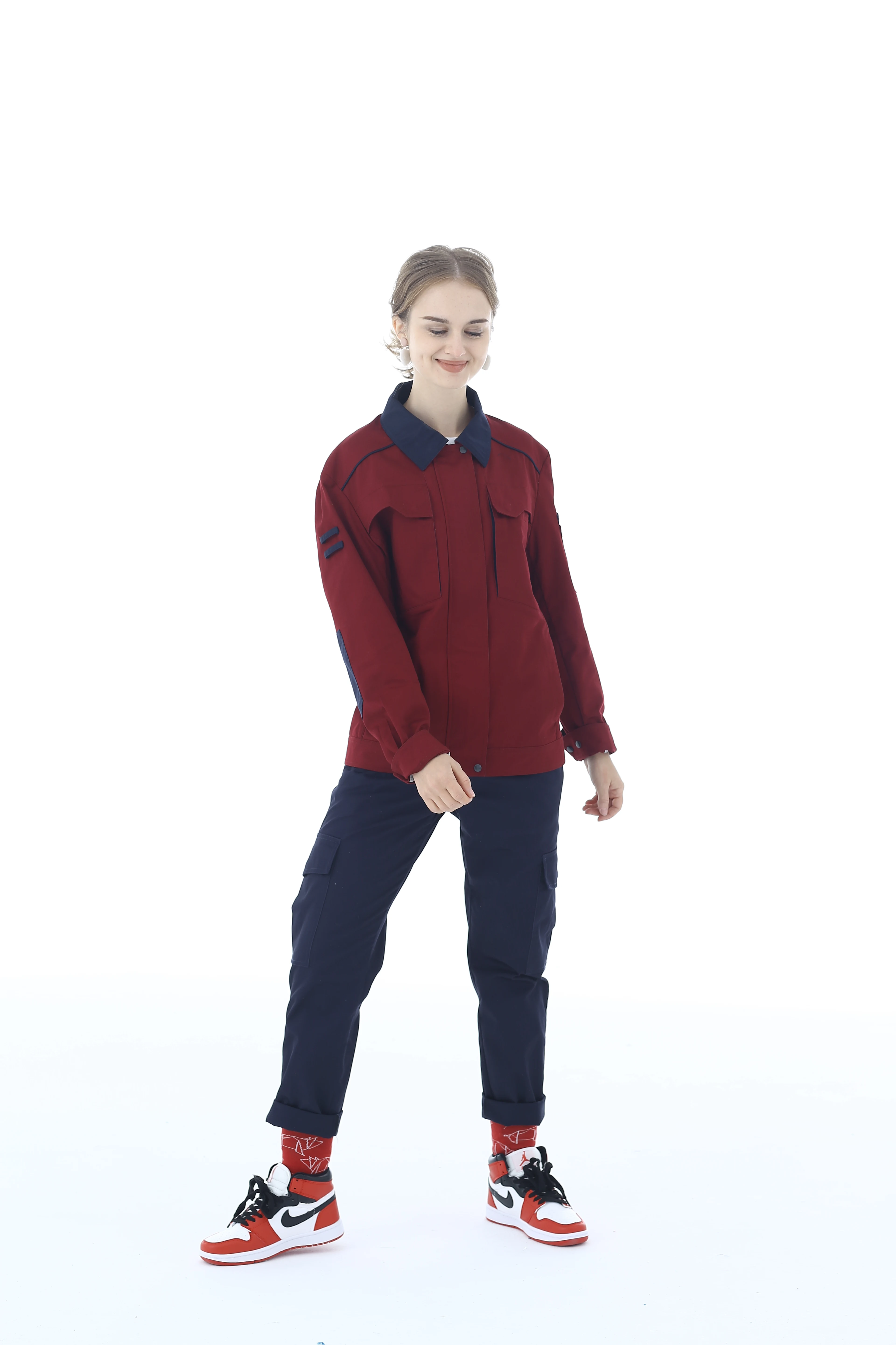Factory Red and Black Long Sleeve with Anti Static Properties and Comfort Workwear