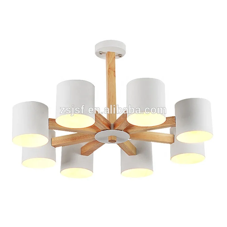 White black 3 6 8 heads hotel bar restaurant bedroom living room dinning room modern nordic wooden chandelier