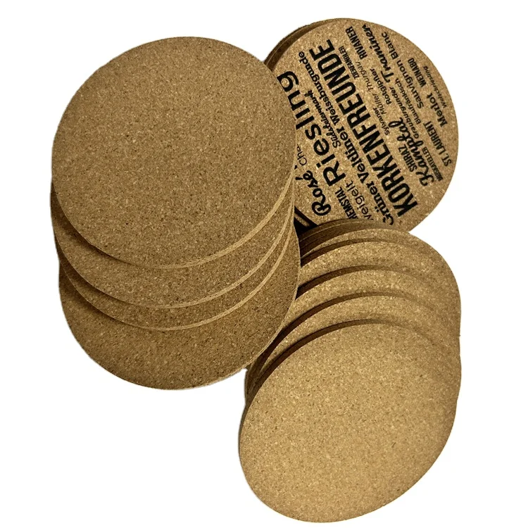Hot Selling Natural Round Cork Coasters Custom Designs Package Round Absorbent Printing Blank Cork Coasters