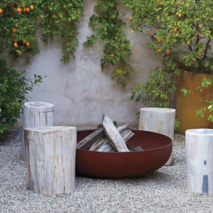 Garden Water Feature 2mm 3mm Thick Metal Fire Pit Corten Steel Water Bowl