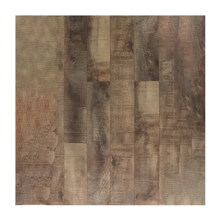 12mm Brown Distressed HDF Non Slip Dark Grey Laminate Flooring