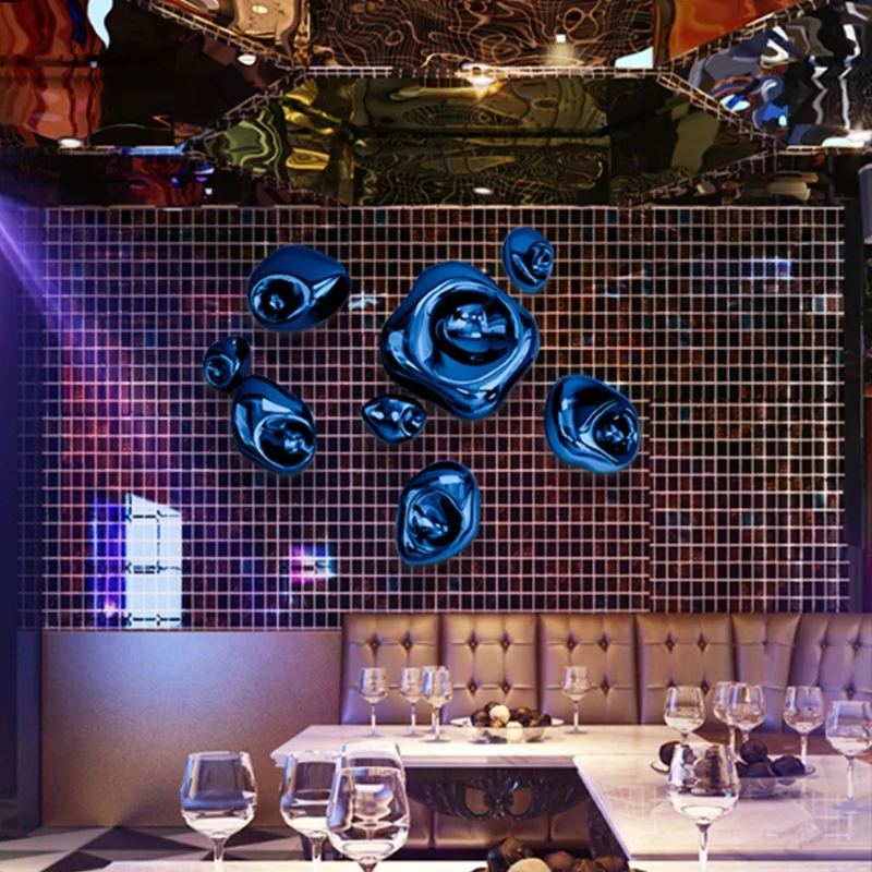 3D abstract metal wall art colourful Stainless steel ball combination wall decor creative metal art