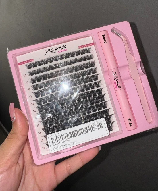 Maynice 2024 Cluster mink kit Dramatic Cluster Lashes DIY lash sealant and bond Mix Length for Makeup Use Wholesale Plastic Tray