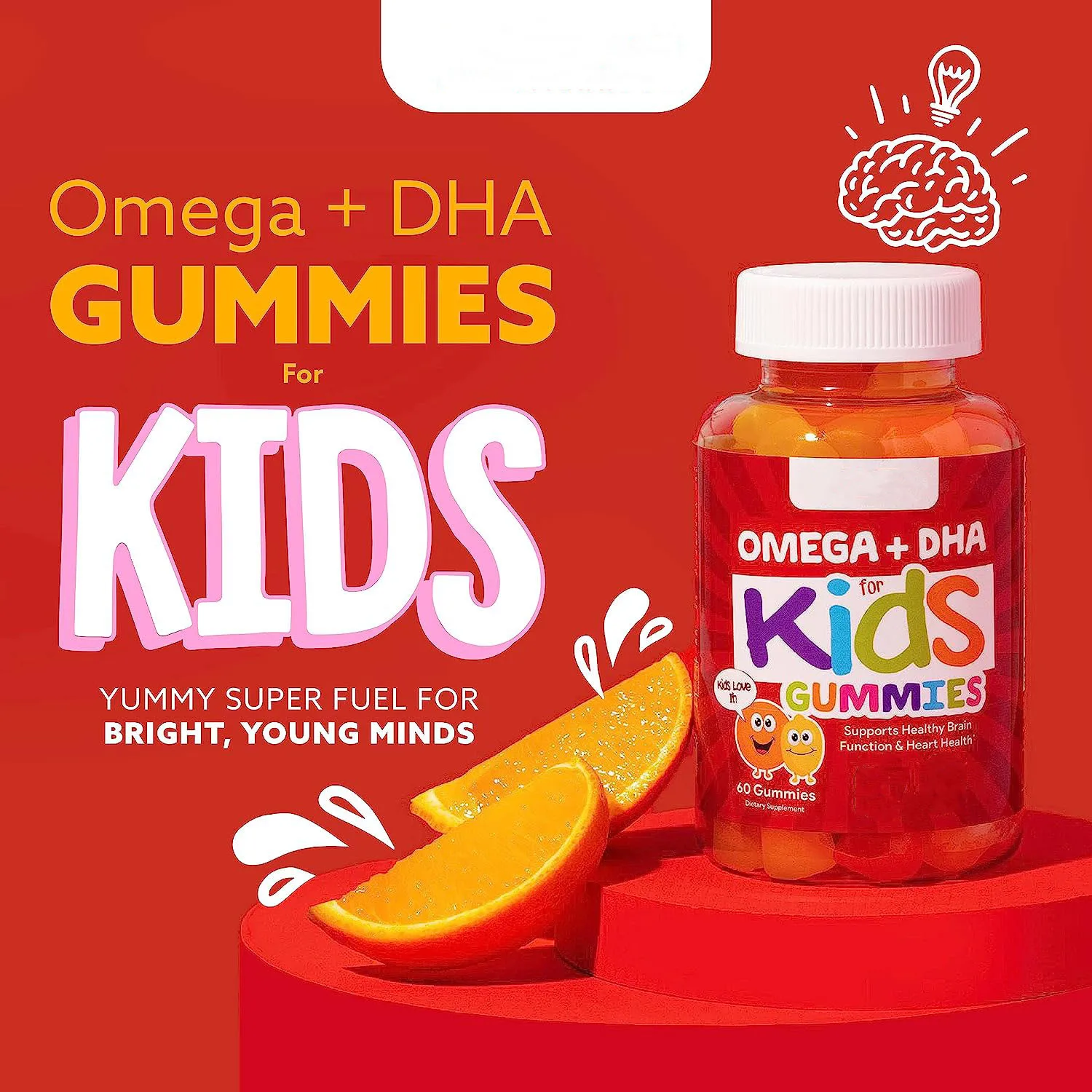 OEM 100% Pure Organic Kids Multivitamin DHA Omega 3 Gummies With Omega 6 9 For Supports Brain Joint Heart Eyes and Immune System