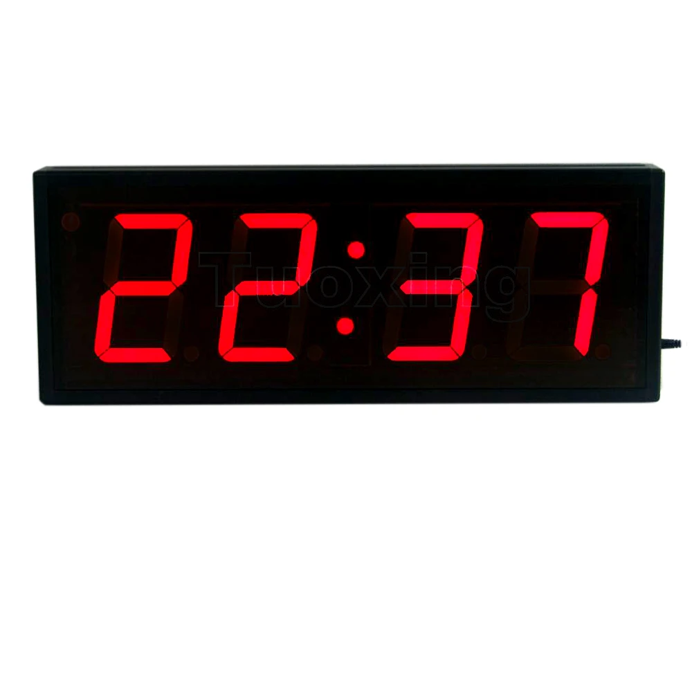 5 дюймовые 4 цифры Светодиодные внутренние большие цифровые настенные часы