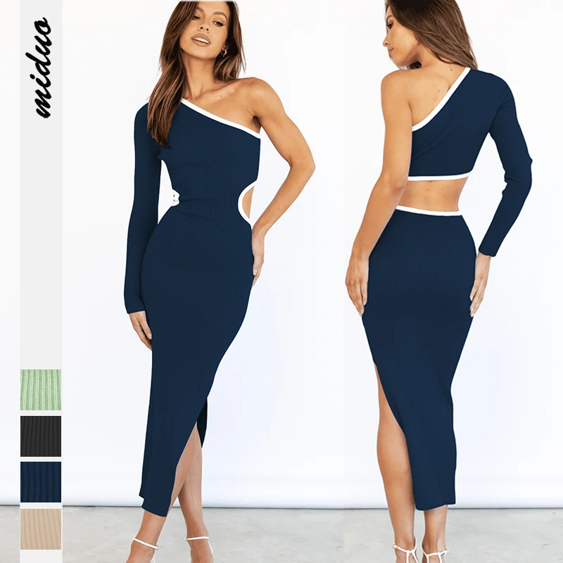 Wholesale High Quality Hollow Out One Shoulder Bodycon Sexy Fall Dresses For Women 2022