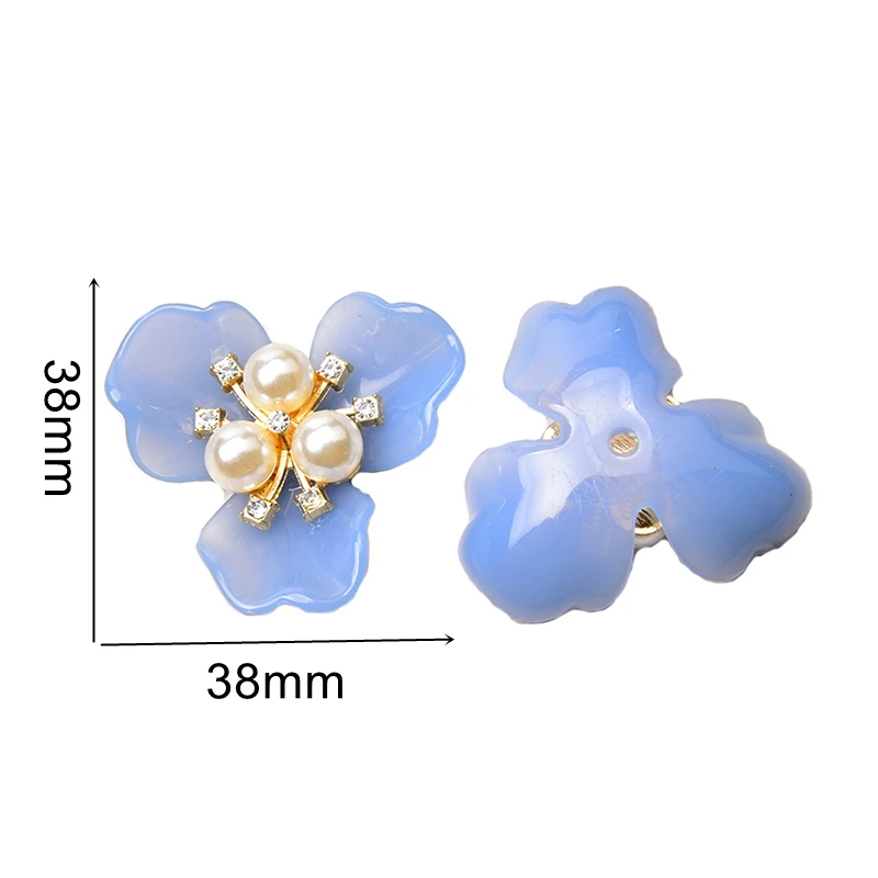 Pearl Flower-Shape Rhinestone Buttons Alloy Accessories Sparkling Crystal Decorative Applique For Diy Craft Jewelry Making