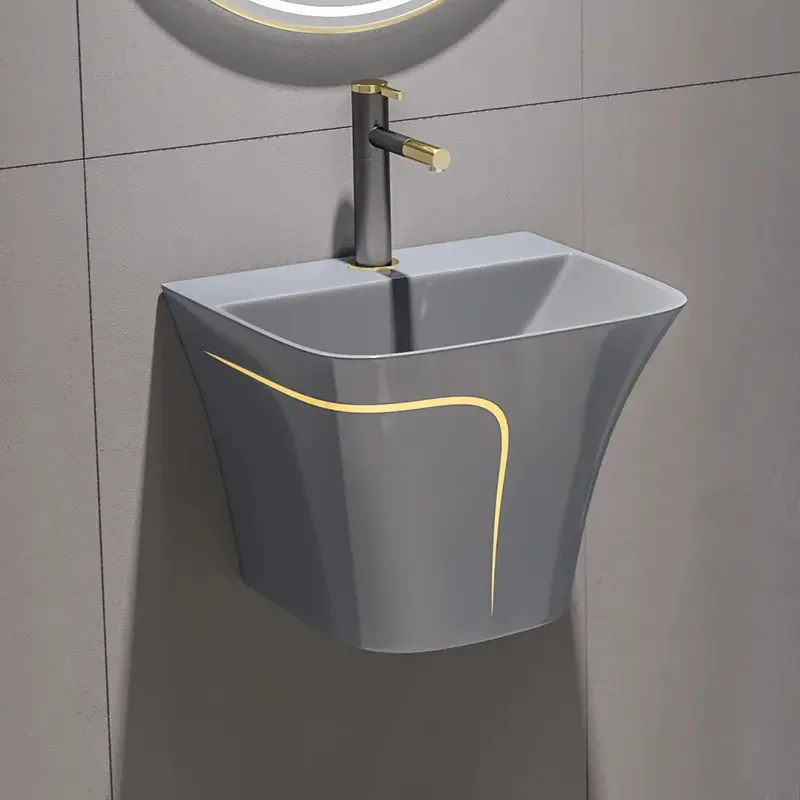 Grey Color Combined Wc Ceramic Sanitary Ware Wall Hung Basin Bathroom Toilet And Sink Sets