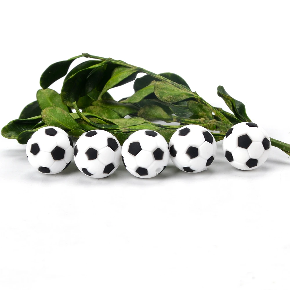 Hot Selling Sports Silicone Beads 15mm Football Round Silicon Soccer Focal Bead