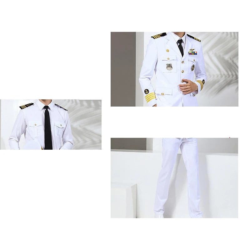 AI-MICH Quality Multifunction Pilot Aviation Uniforms Suit Gentleman White Gown Unique Simple Design Safety Clothing