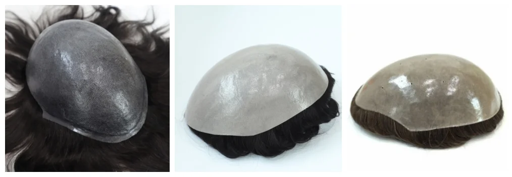 Toupee For Men Human Hair Replacement System Mono Thin Skin Pu And French Firm Lace Front Prosthesis Hair Pieces Mens Wig