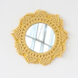Круглое плетеное настенное висячее зеркало с бахромой в стиле бохо, шикарное домашнее украшение, античное зеркало