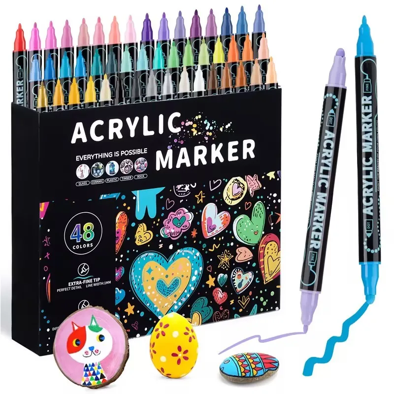 Customized Black and white 2color Marker Acrylic Pigment Marker Bright Color Marker