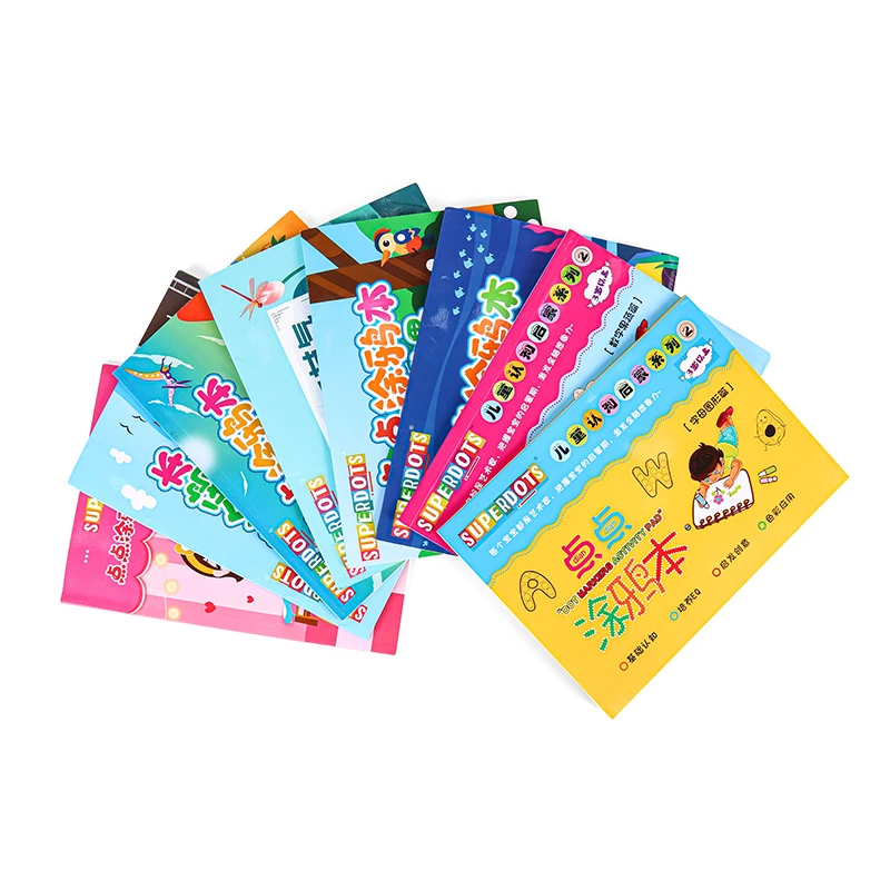SUPERDOTS coloring Activity book, no mess high quality 25 sheets pack dot markers kids doodle drawing book for education toys