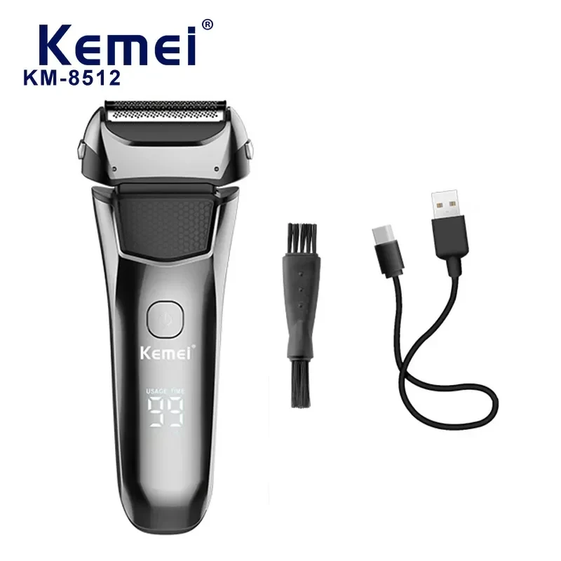 KM-8512 аккумуляторная моющаяся электрическая бритва Kemei, Водонепроницаемая бритва из фольги, бритва для мокрой и сухой бритвы, триммер для ухода за бородой для мужчин