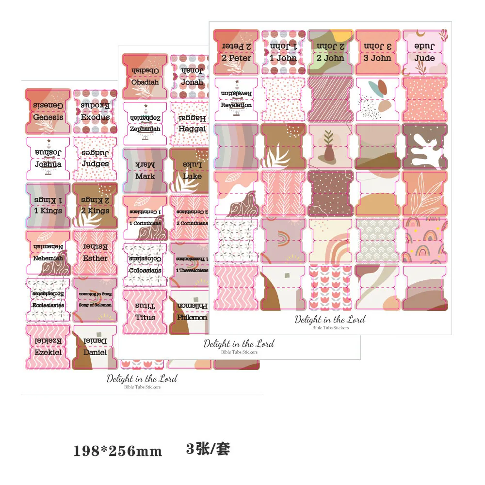 Laminated Floral Bible Index Sticker Tabs Stationary Sticker Notes for Old and New Testament