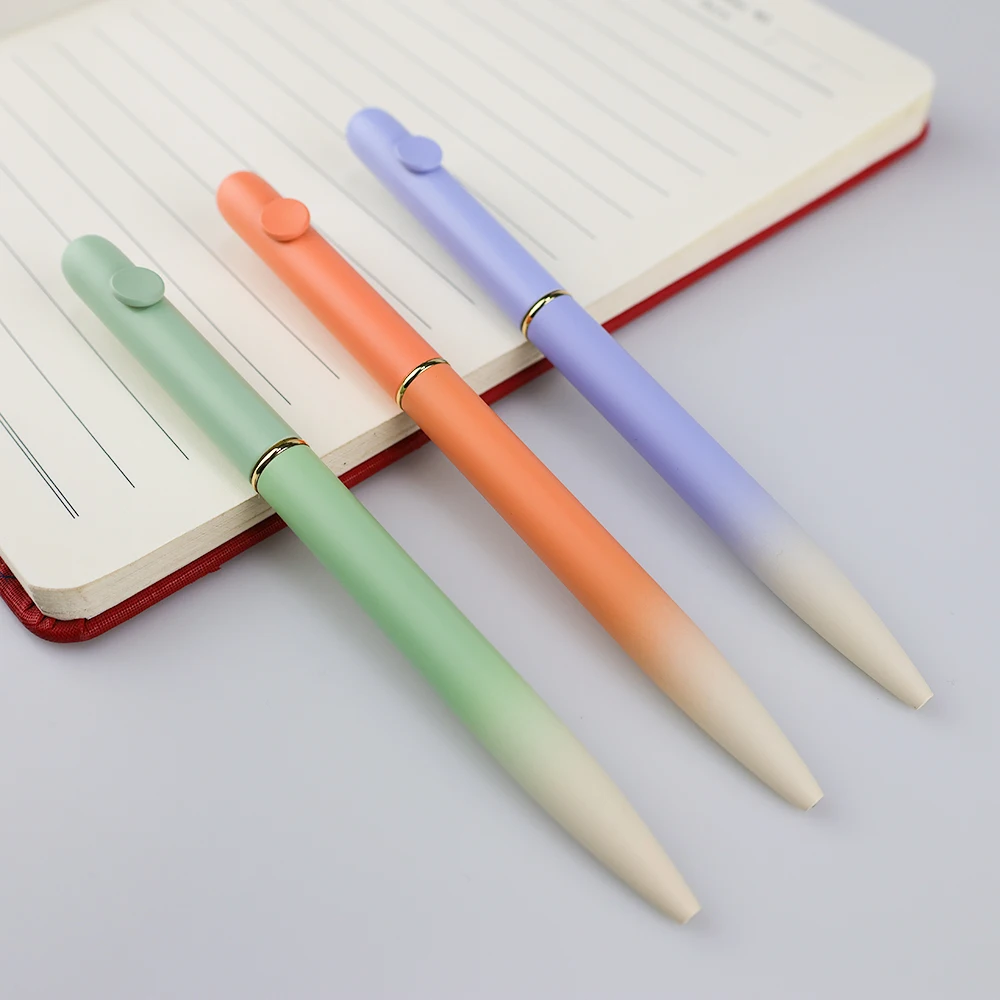 GemFully new arrivals 2024 gradient metal ball pen cute stationary supplies pen fine point writing pen for girls
