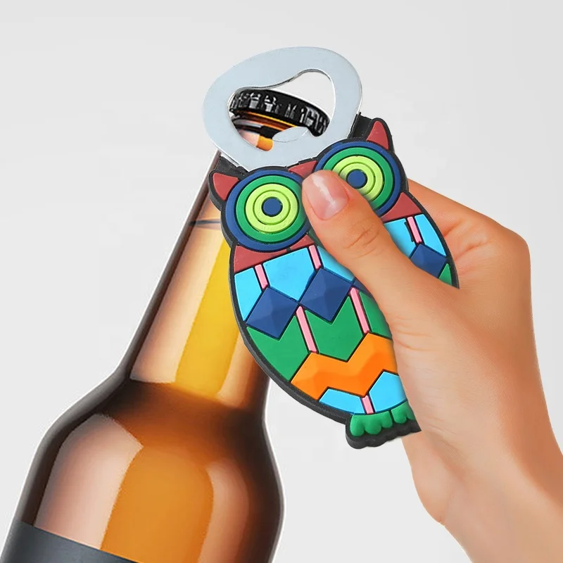 Manufacturer Custom Souvenir Magnetic Soft Rubber Pvc 3D Cartoon Fridge Magnet Bottle Opener Durable Bar Beer Bottle Opener