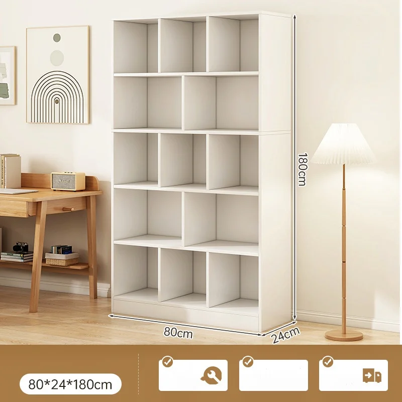 Modern Simple Tall 5 Shelf Large Capacity Open Sturdy Display Cabinet for Library Living Room & Home Office Bookcase Bookshelf