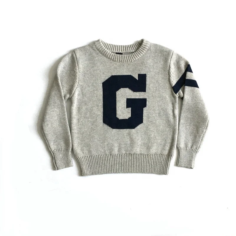 Свитер с круглым вырезом для мальчиков простой дизайн с буквенным принтом пуловер Свитера