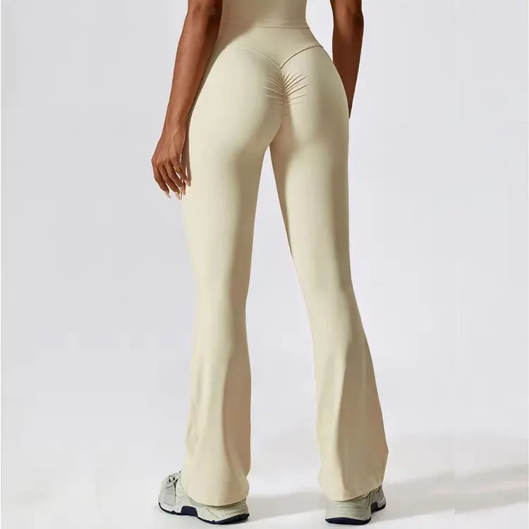 Hot Custom Casual Bootcut Yoga Pant Leggings Women Crossover High Waist Bell Bottom V Cut Black Flare Leggings