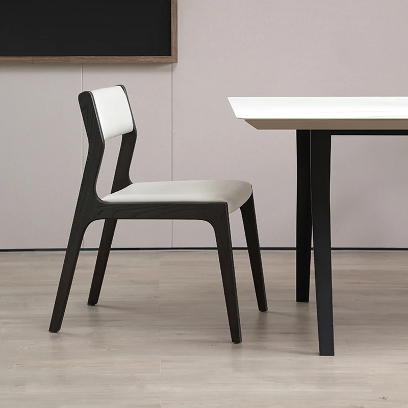 Professional chair furniture manufacturer durable wood dinning chair for restaurant nordic modern pu white leather dining chairs