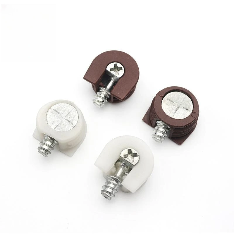 Three-in-One Furniture Fittings Iron Material Plastic Fastening Connector Hidden Plastic Glass Cabinet Shelf Pin