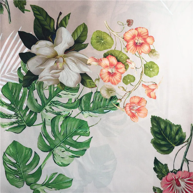 
Custom floral print on fabric service 100% polyester satin fabric for pajamas 