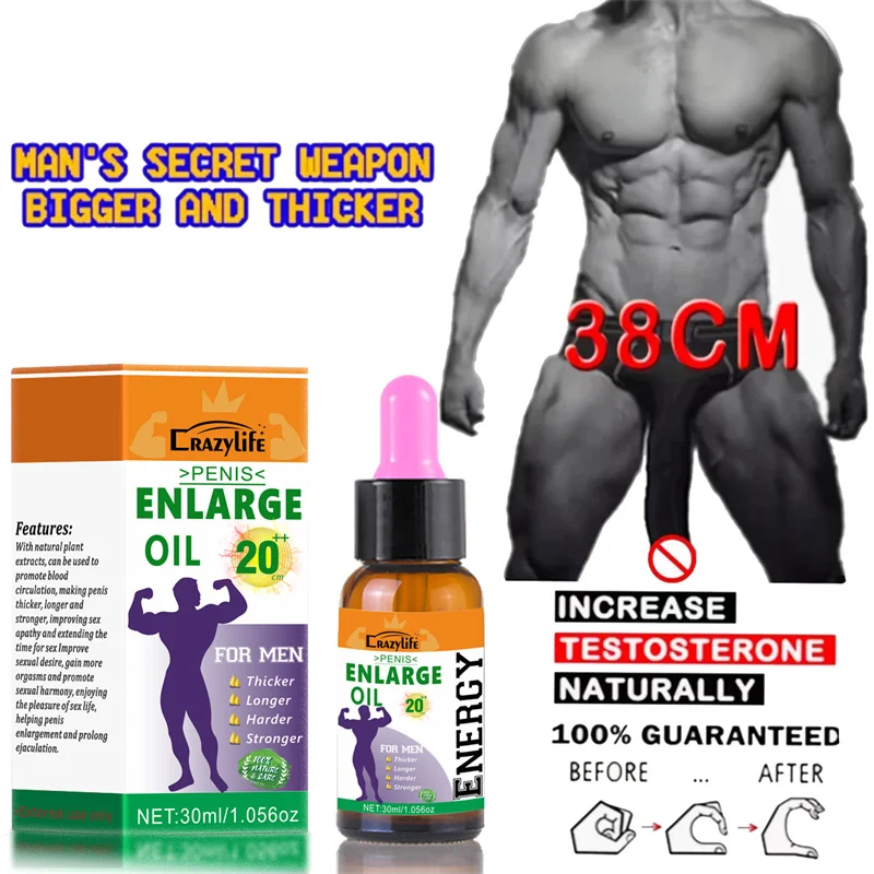 Factory supply Man Penis Enlargement Essential Oil Extended Lasting Adult Sex Products Xxx Oil  For Men 30ml