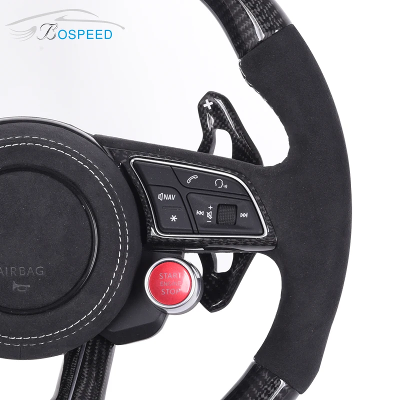 Carbon Fiber Steering Wheel for Audi RS Suede Leather Racing Car RS7 RS5