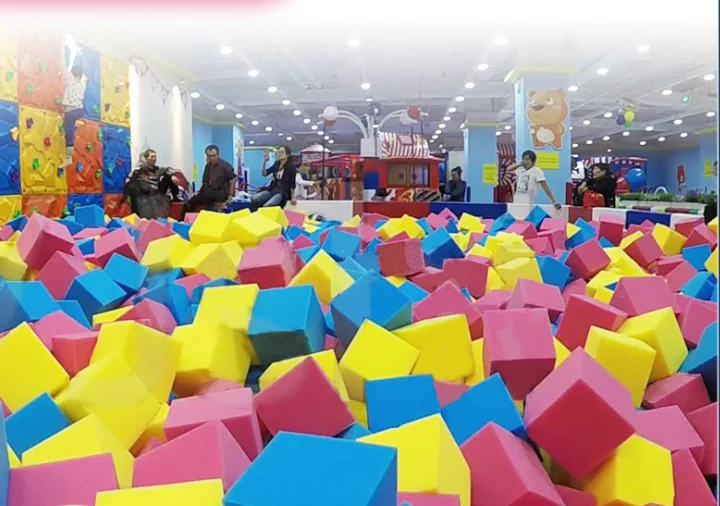 Rainbow Trampoline Children Playground Soft Foam Colorful Square Sponge for Kids Indoor Play