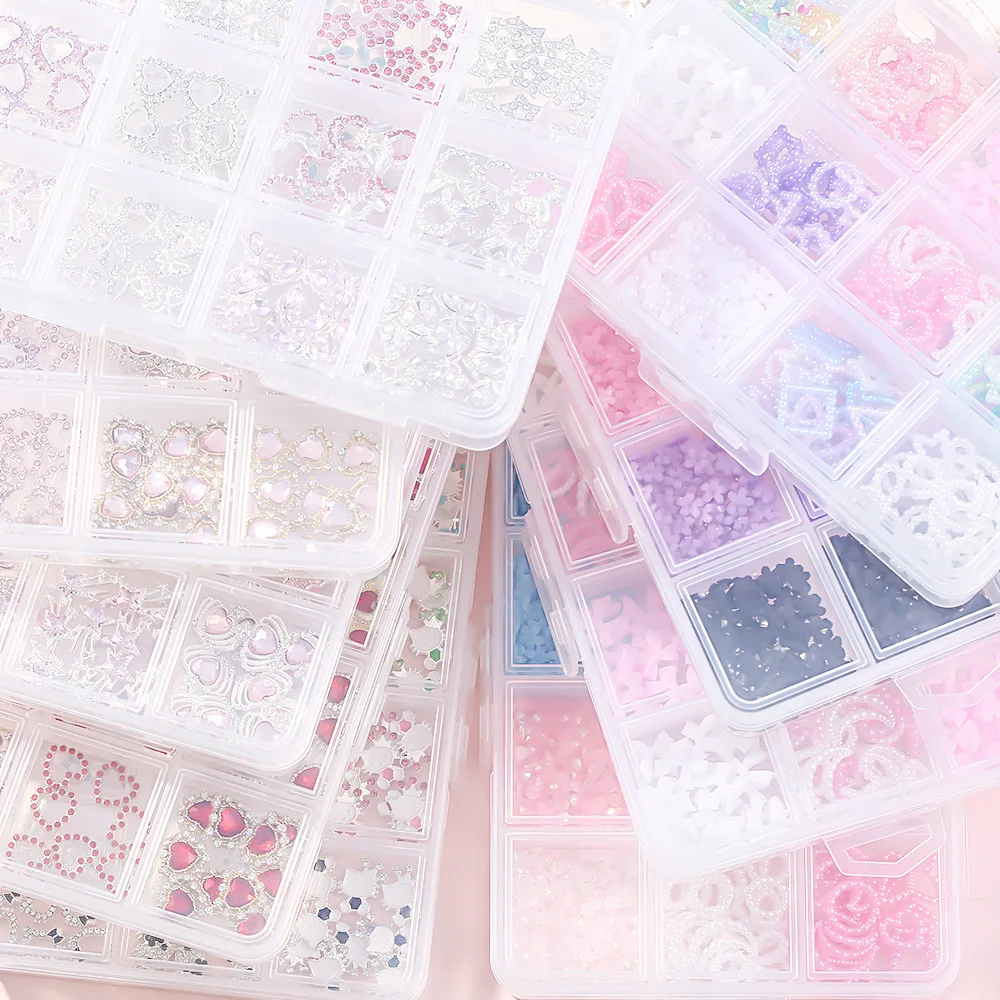 Heart Nails Charms 3D White Pink Series Red Type Alloy Crystal Cherry Rhinestone Nail Art DIY Manicure Accessories Resin Crystal